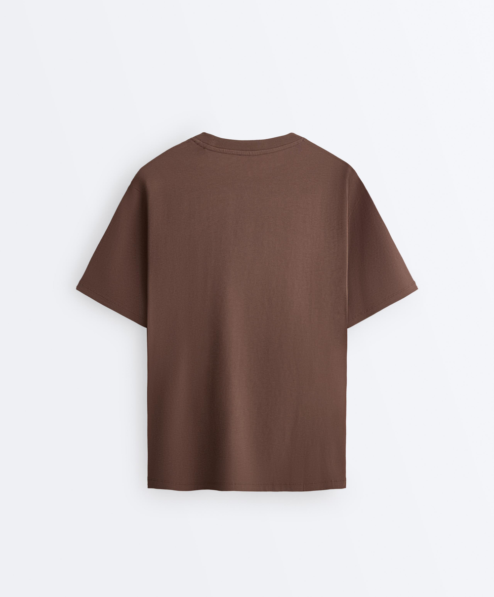 Oysho Футболка оверсайз с коротким рукавом из хлопковой смеси, светло-коричневый