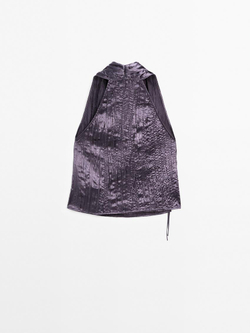 Massimo Dutti Топ с плиссировкой, фиолетовый