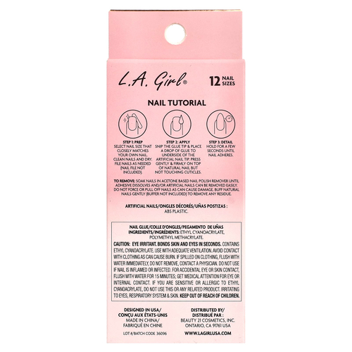 L.A. Girl, Oh So Shiny, искусственные ногти, гелевые типсы для сияния ногтей, GNT152 Wildest Dream, набор из 25 предметов