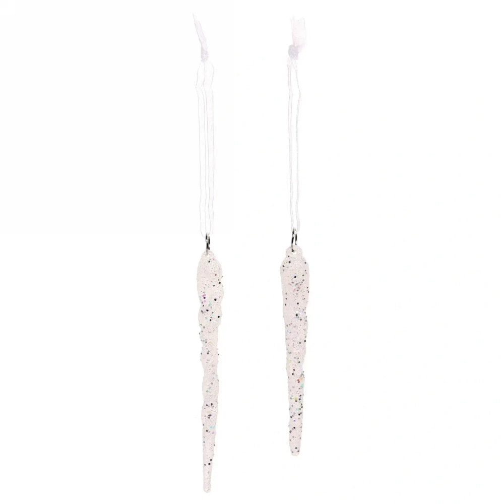Подвеска «Снежные сосульки» 10/12 см (набор 2 шт), белый блеск