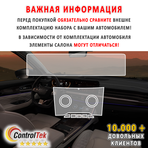EXEED VX (2021) - комплект защитных матовых пленок 2 в 1. Пленка защитная ControlTek HYBRID со слоем TOP COAT. Толщина: 6 mil. (175 мкм.)