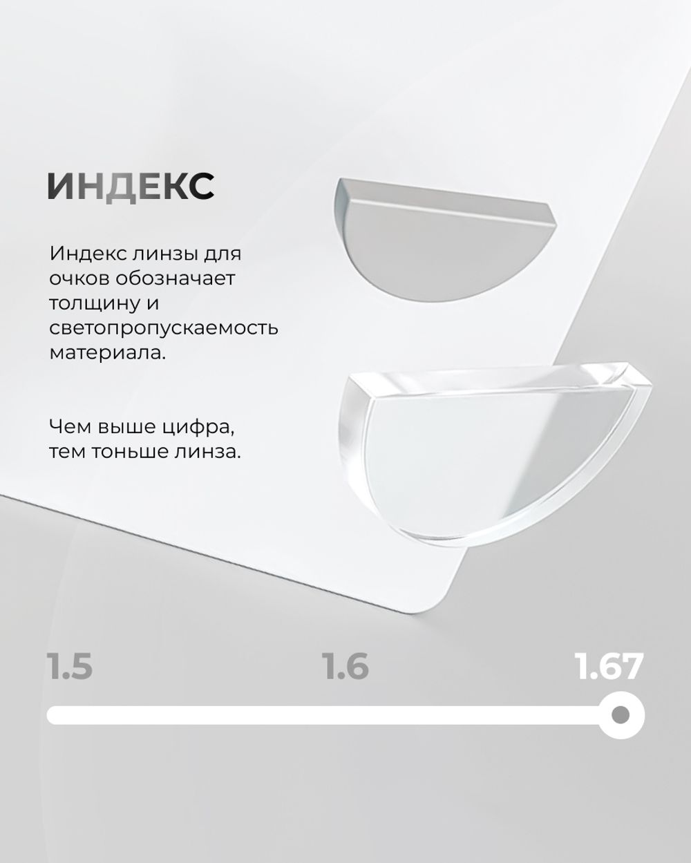 Линза Clear Vision 1.67 асферическая с гидрофобным покрытием