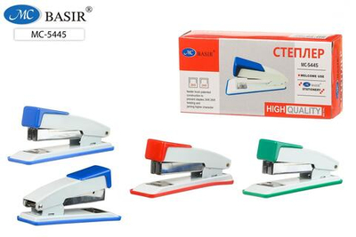 Степлер 24/6 и 26/6, 11,5*3,5*3,2см 20 л, метал. корпус, с цв. пластик., в картон. уп (Basir)