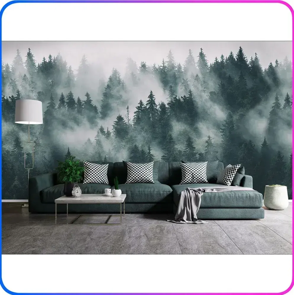 Фотообои 3d на стену флизелиновые Туманный лес 500х270 см Luxury Walls AM13105