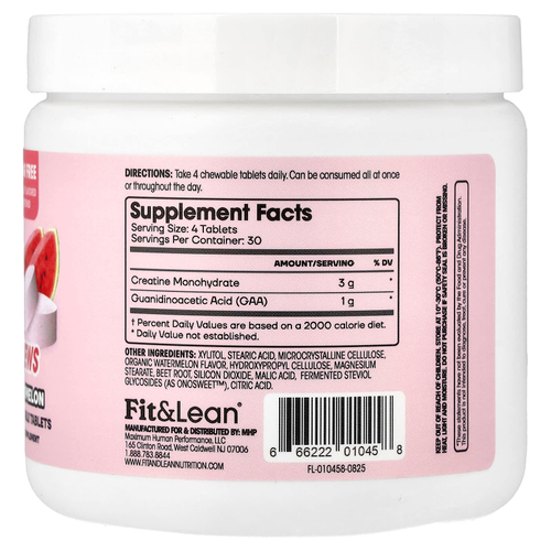 Fit & Lean, My Lean Creatine™, жевательные таблетки, со вкусом арбуза, 120 жевательных таблеток