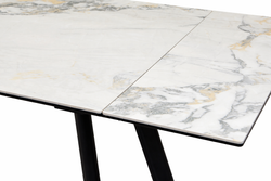 Стол для кухни керамический 120x80 раскладной цвет белый мрамор