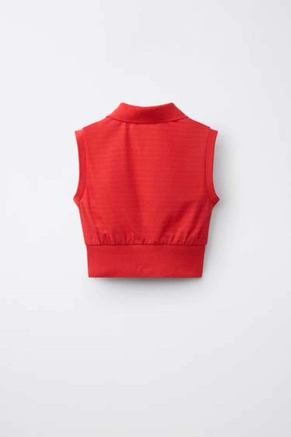 ZARA УКОРОЧЕННОЕ ПОЛО В ПОЛОСКУ, КРАСНЫЙ