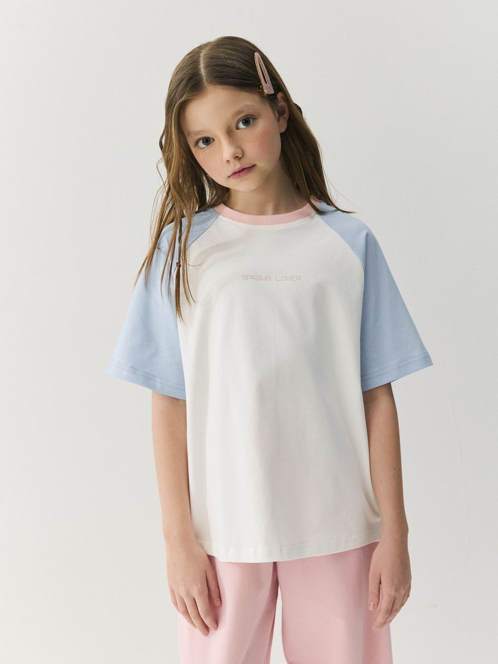 Футболка Колор блок "Тофу/Голубой" 7+