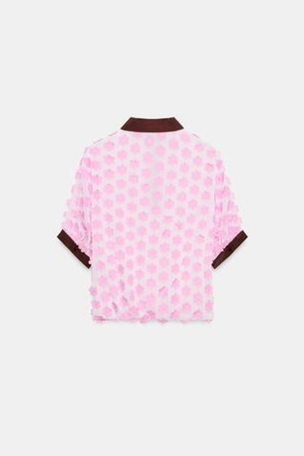 ZARA БЛУЗА С ЦВЕТОЧНЫМ УЗОРОМ, РОЗОВЫЙ