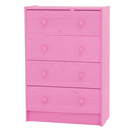 Розовый деревянный комод Раст с 4 ящиками для хранения вещей и игрушек с органайзерами, из массива сосны