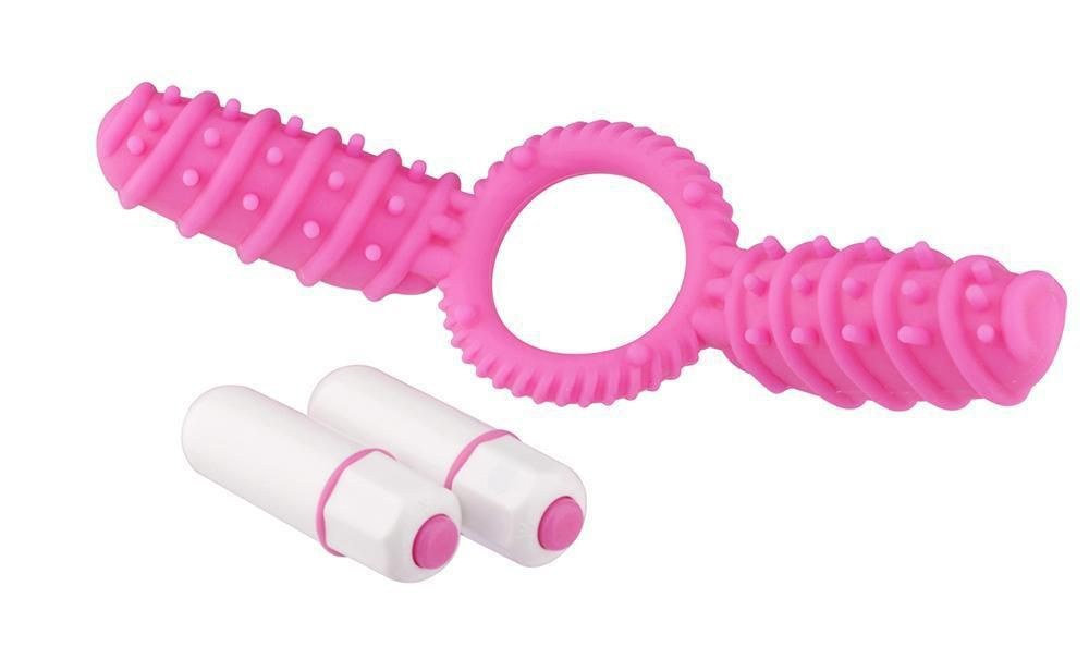 Розовое эрекционное виброкольцо с двумя лепестками (Цвет: розовый)