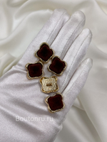 Пуговицы квадратные золотистые коричневый бархат