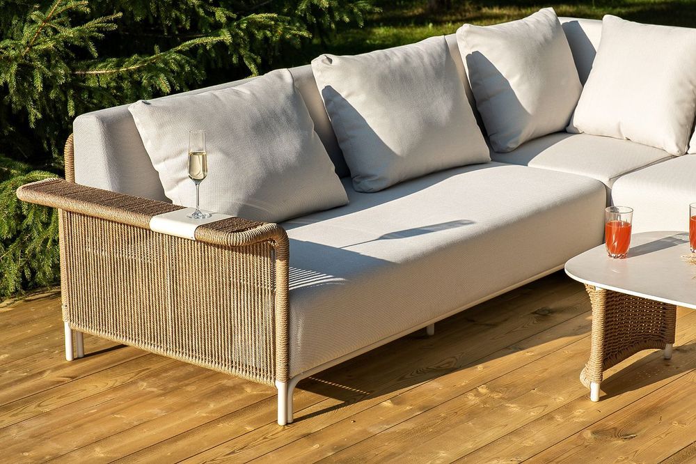 "Мальдивы" трансформирующаяся лаунж-зона из искусственного ротанга, цвет соломенный