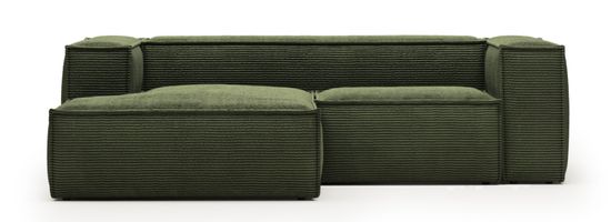 2-местный диван Blok La Forma с левым шезлонгом в зеленом толстом вельвете 240 см