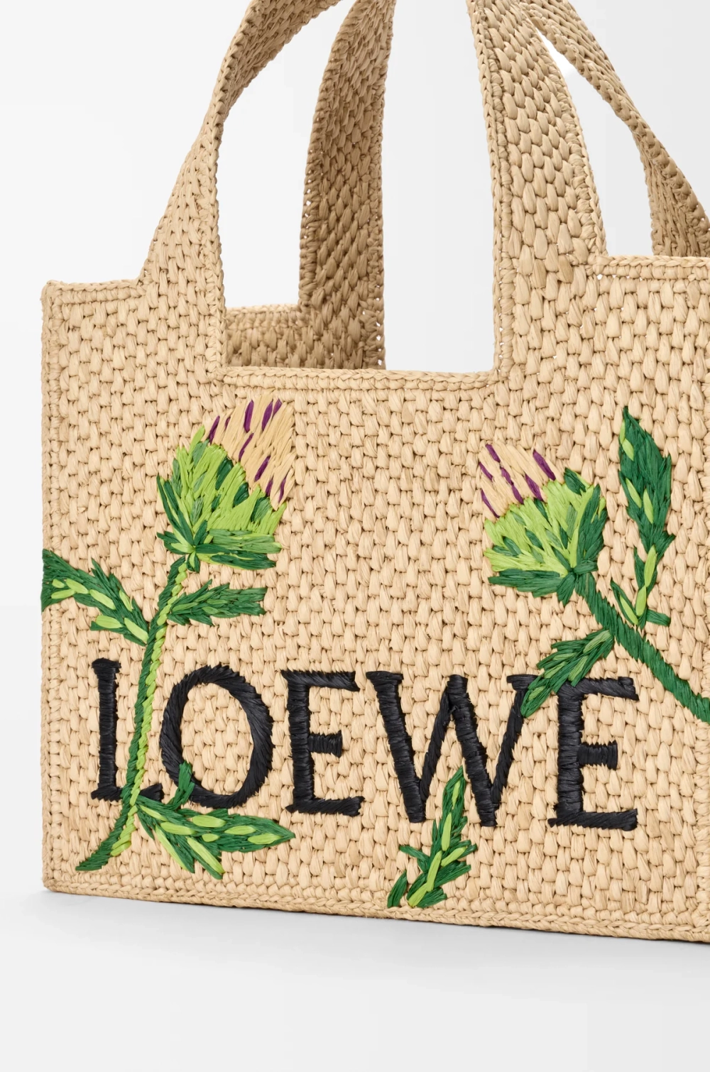 Loewe Маленькая сумка-тоут Font из рафии, натуральный/зеленый