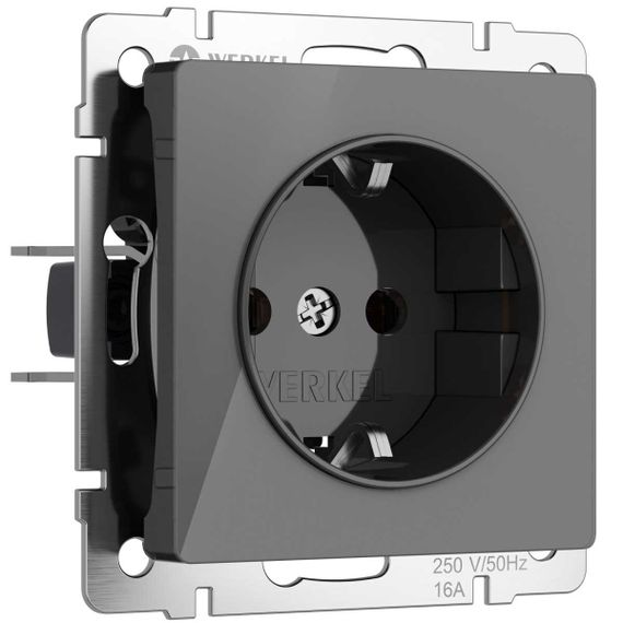 Розетка с заземлением Werkel графит акрил W1171044 4690389197505