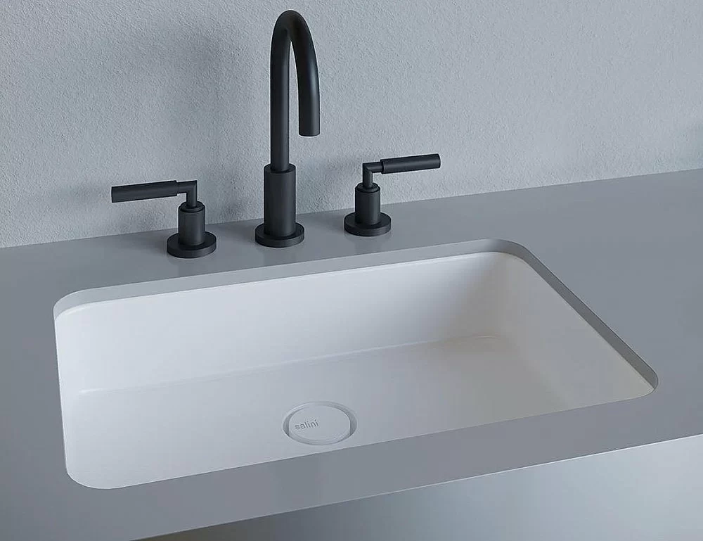 Раковина врезная снизу столешницы Salini MAREA 09 1802209M 54,5 из искусственного камня S-Stone, белая матовая