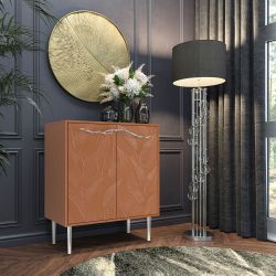 Комод Арт Колор leaves Стайл Сильвер с 2 полками Томленый оранжевый