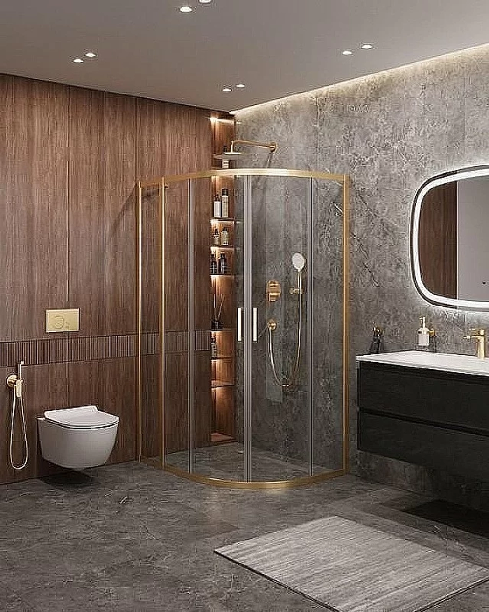 Душевой уголок Cezares Molveno 90x110 RH-2-110/90-C-BORO-IV стекло прозрачное/профиль золото брашированное