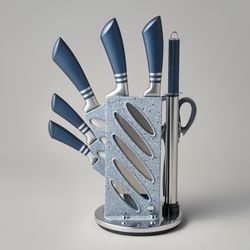 НАБОР НОЖЕЙ AGNESS С НОЖНИЦАМИ И МУСАТОМ НА ПЛАСТИКОВОЙ ПОДСТАВКЕ, 8 ПРЕДМЕТОВ (КОР=6НАБОР.)