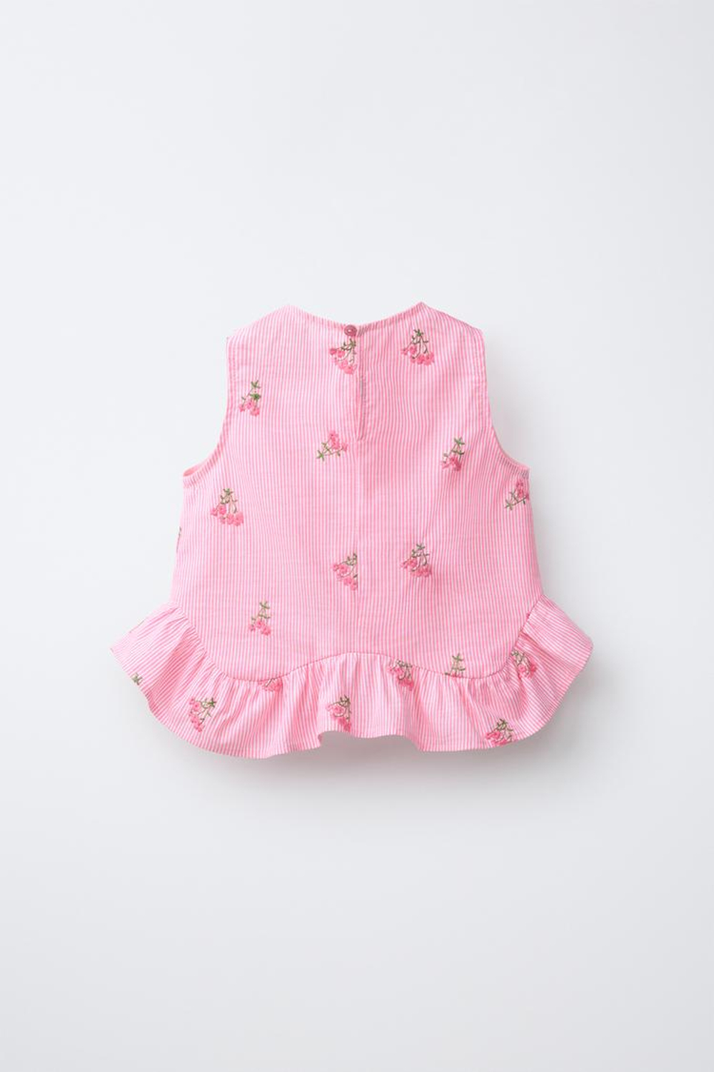ZARA ТОП В ПОЛОСКУ С ЦВЕТОЧНОЙ ВЫШИВКОЙ, РОЗОВЫЙ