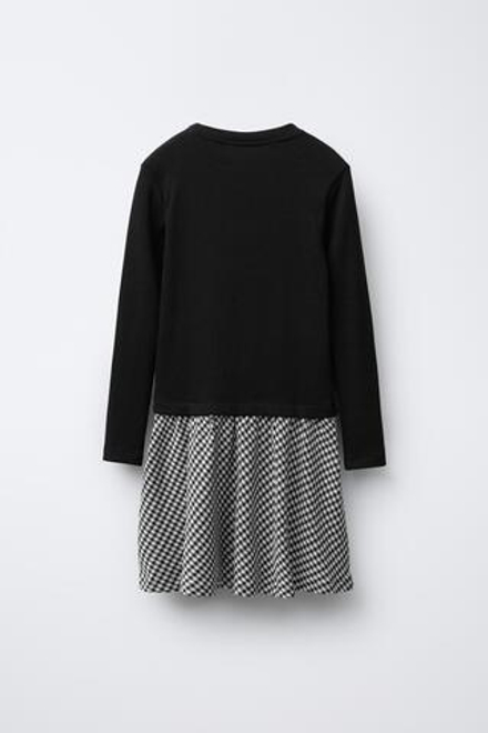 ZARA КОМБИНИРОВАННОЕ ПЛАТЬЕ В РУБЧИК С ЮБКОЙ В КЛЕТКУ, СИНИЙ
