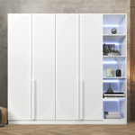 Шкаф Агератум МДФ четырехсекционный с стеллажом в белой эмали - Белый Фасадный 0101  230*50*240