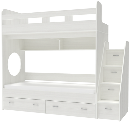 Двухъярусная кровать КарИВи Юниор 1 80x160 Белое Дерево Белое Дерево