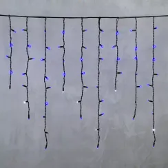 Светодиодная бахрома с колпачком 3,2*0,9 м., 168 синих LED ламп, мерцание, каучуковый черный провод, LTC (LL168BLW-1-2B)