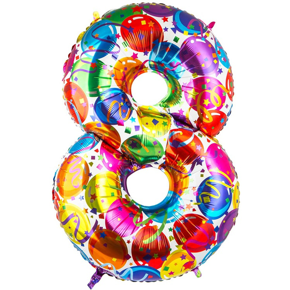 Шар Фольгированный Цифра 8 Шары (Ассорти)
