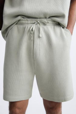 ZARA ШОРТЫ SOFT В РУБЧИК, ГОЛУБОЙ