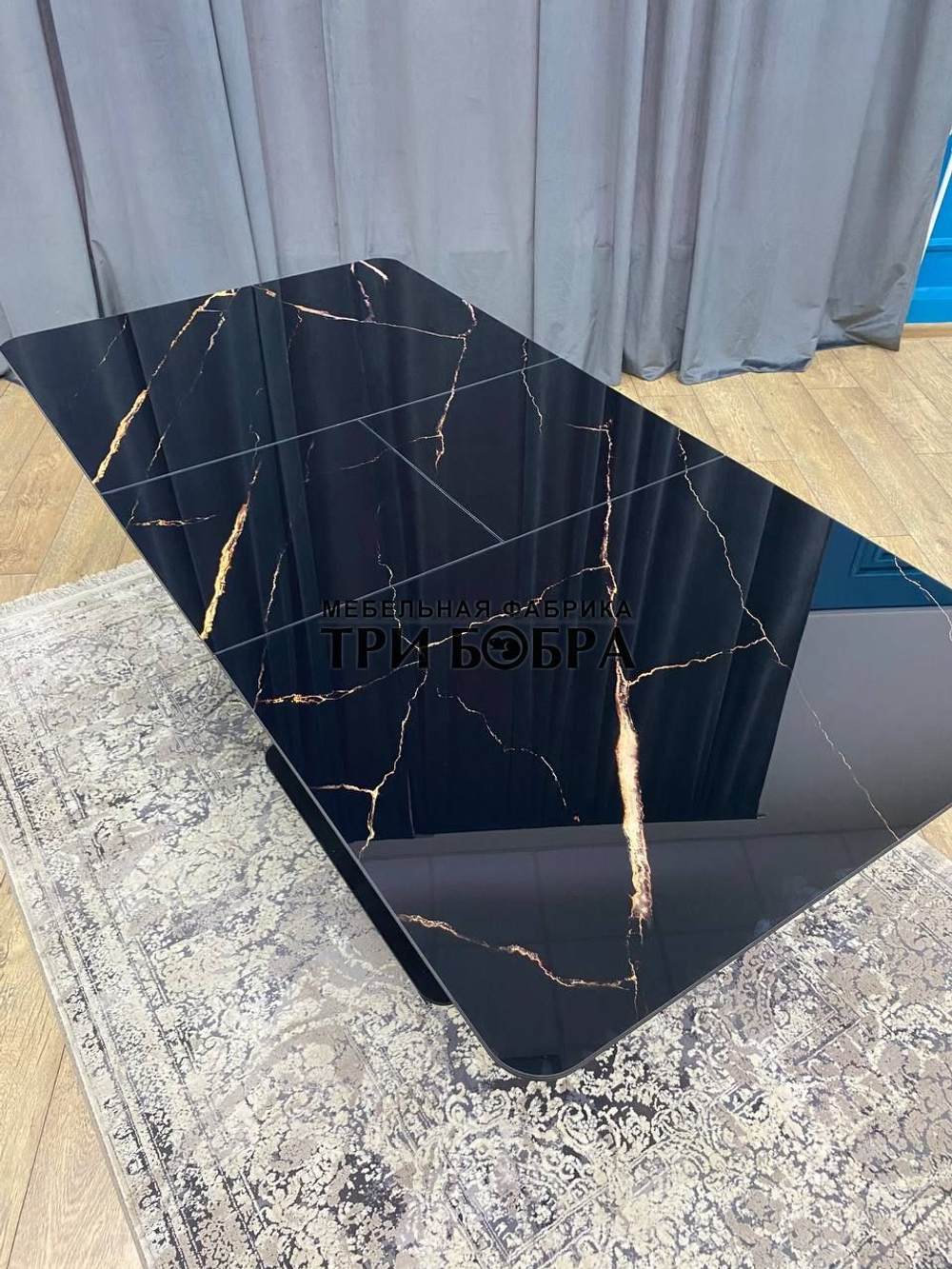 Кухонный раздвижной стол "Леон", черный мрамор