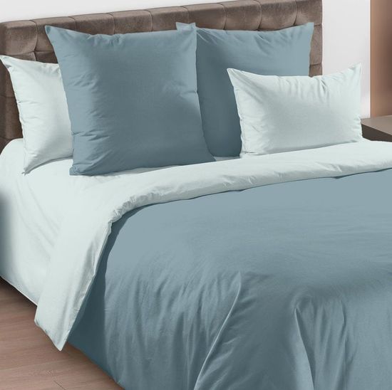 Евро комплект постельного белья Эхинацея зеленая перкаль