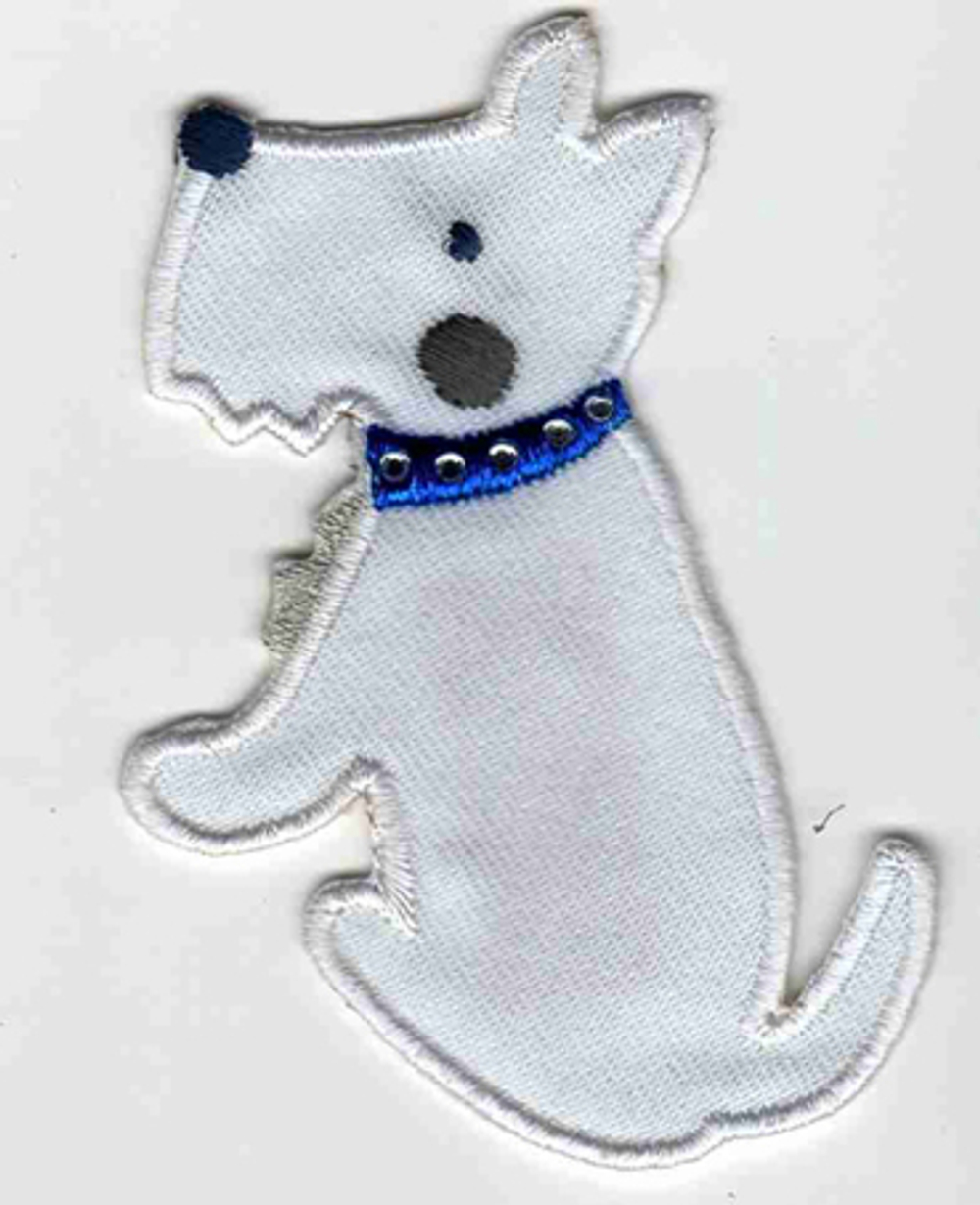 Термоаппликация HKM "Terrier mit blauen Strasshalsban", 5,5 х 3 см, 1 шт (10206100/121214/0010869/03
