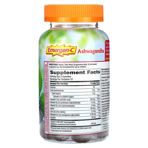 Emergen-C, Ашваганда, смесь ягод`` 36 жевательных таблеток