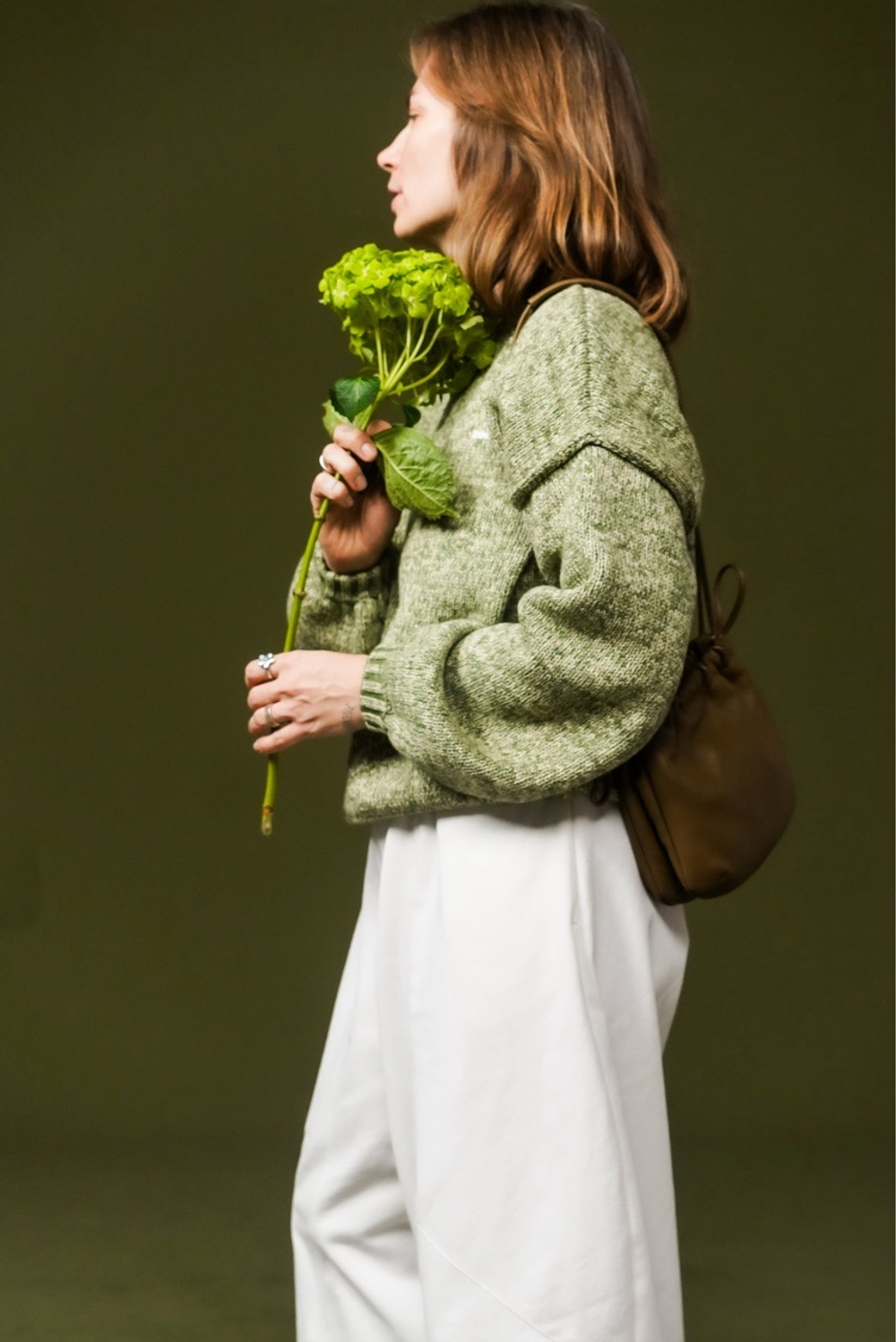 Джемпер из хлопкового мулине зеленого цвета ПРЕДЗАКАЗ