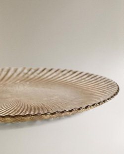 ZARA HOME НОВОГОДНЕЕ БЛЮДО ИЗ БЛЕСТЯЩЕГО СТЕКЛА, СЕРЕБРЯНЫЙ