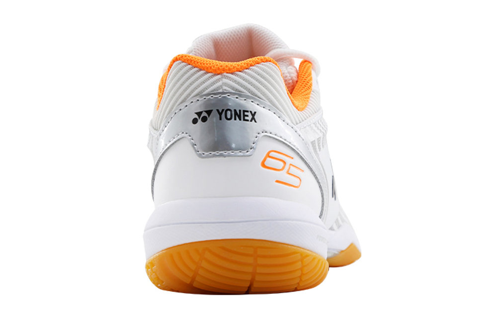 YONEX 65 3 Textile, Synthetic Leather Comfortable Low top Badminton Shoes Unisex White Silver Orange Wide Fit