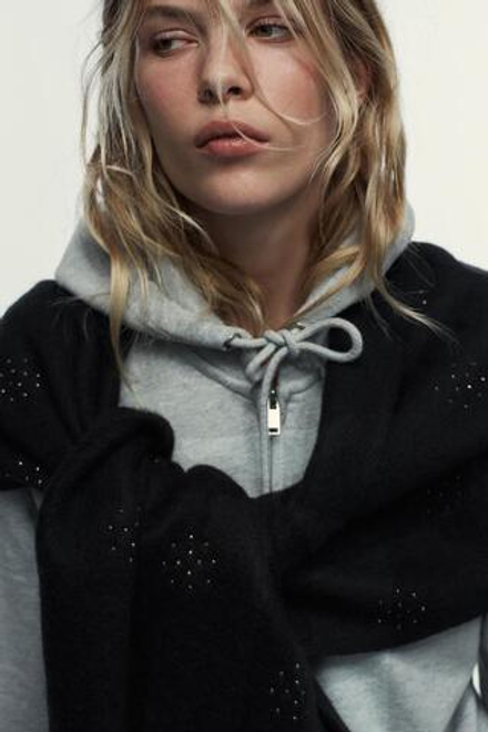 ZARA ШАРФ ИЗ ШЕРСТИ СО СТРАЗАМИ, ЧЕРНЫЙ