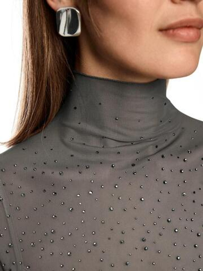 Marc Cain Водолазка прозрачная расшитая стразами