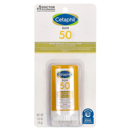 Cetaphil, Минеральное солнцезащитное средство-стик, SPF 50, 14 г (0,5 унции)