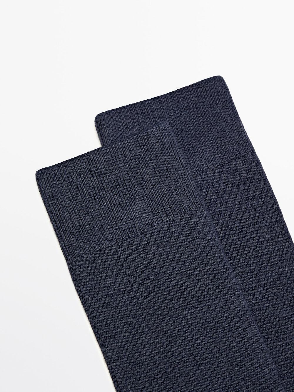 Massimo Dutti Высокие носки в тонкий рубчик, светло-синий