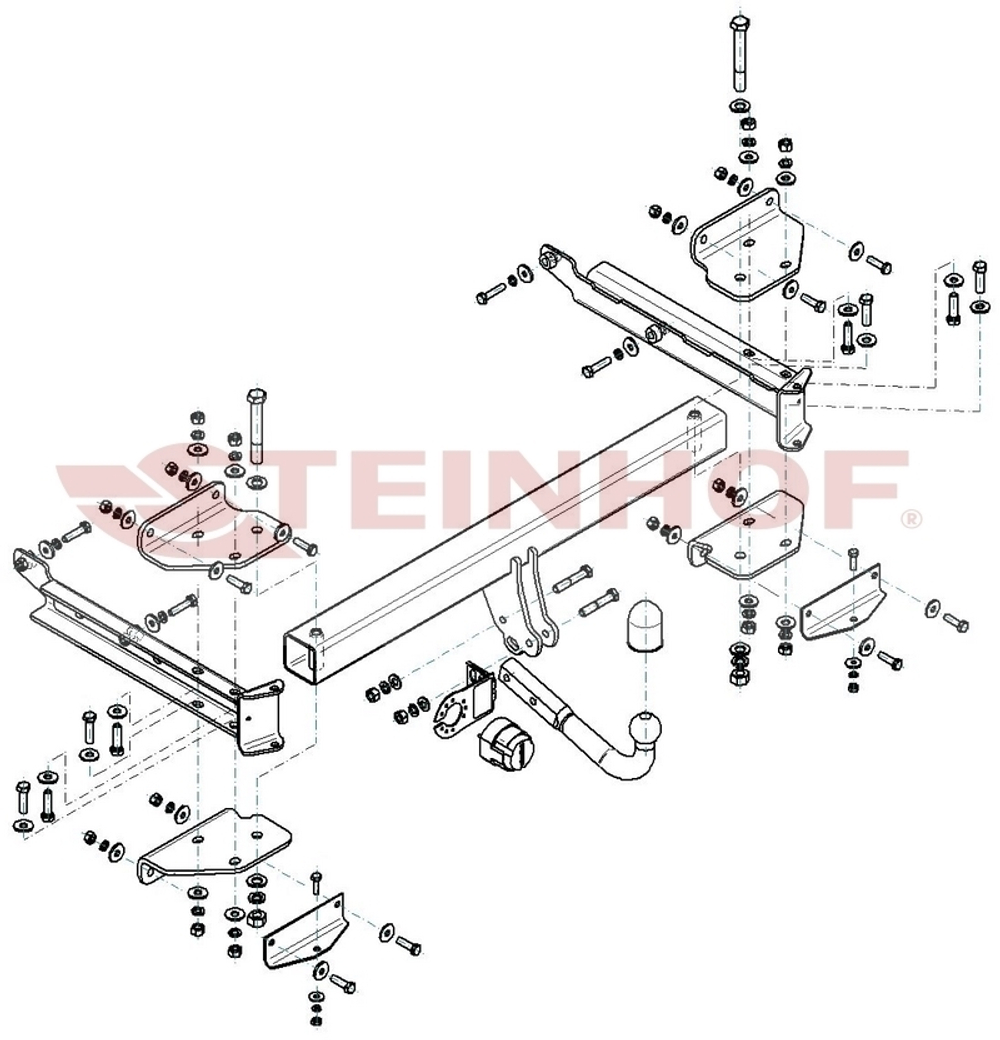 Фаркоп Steinhof M-128 для Mercedes GLE-Class w166 2015-2019, Mercedes M-Class w164 2006-2012, M-Class w166 2012-2015(паспорт и сертификат в комплекте)(без электрики)