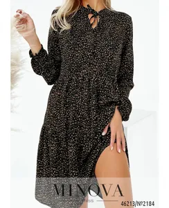 Платье 2184-черный-коричневый Minova