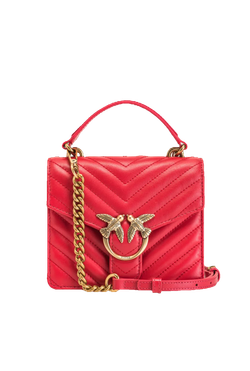 MINI LOVE BAG TOP HANDLE CHEVRON – red-antique gold