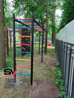 Монтаж уличной шведской стенки Sv Sport Рукоход х 2 (6 вертикальных столбов)
