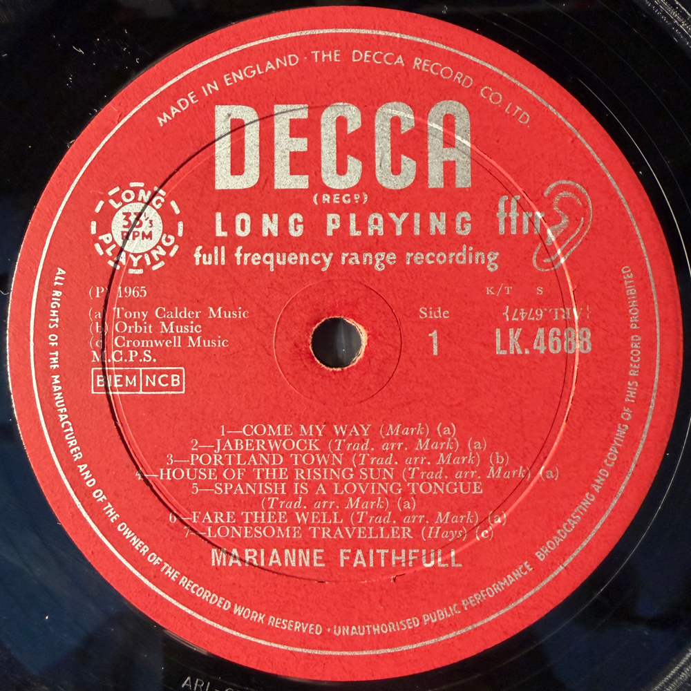 Marianne Faithfull ‎– Come My Way (Англия 1965г.) Т