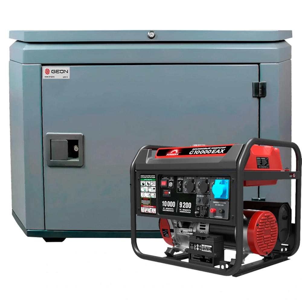 Генератор бензиновый SUNREKA G10000EAX с кожухом Geon 1200 RAL 7024