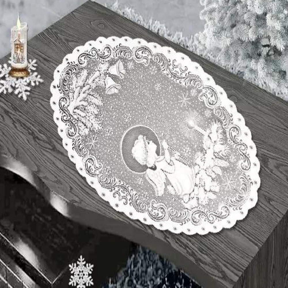 Салфетка ажурная &quot;ФМ. АНГЕЛ&quot; рис. 2-11-33, 75*46 см, цвет белоснежный, Россия.