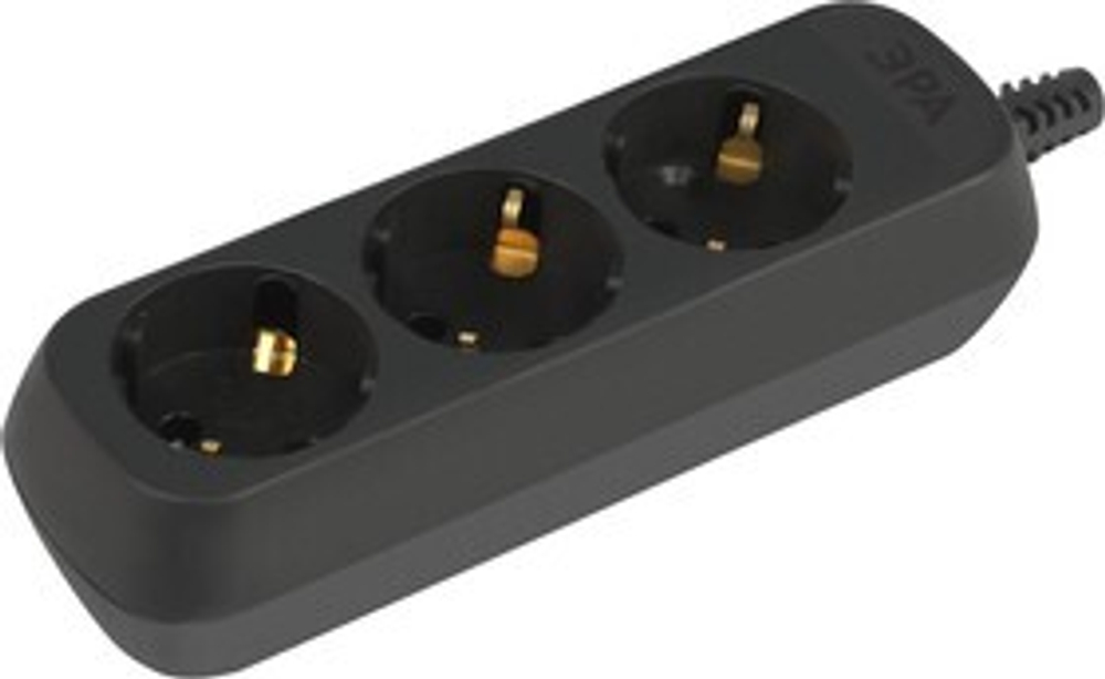 Колодка удлинителя 3-м с заземл. черн. KX-3e-B
